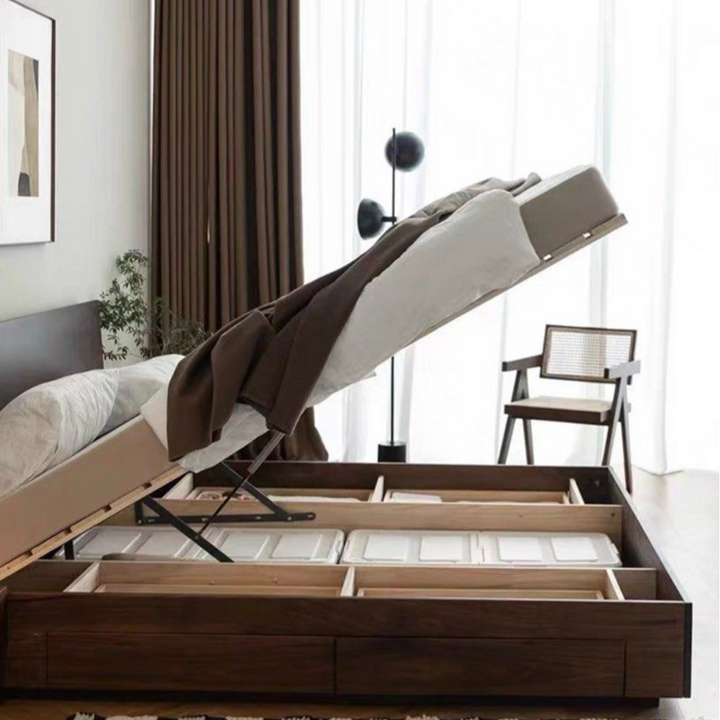HANE Rustic Solid Wood Storage Bedframe