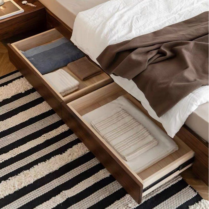 HANE Rustic Solid Wood Storage Bedframe