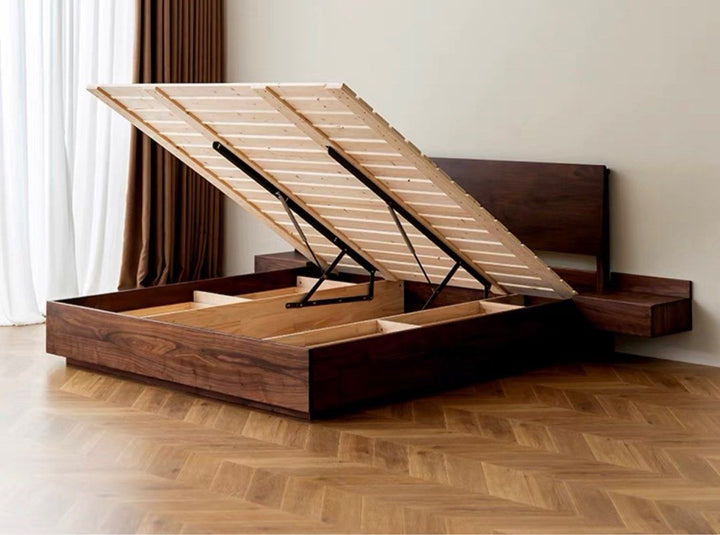 HANE Rustic Solid Wood Storage Bedframe
