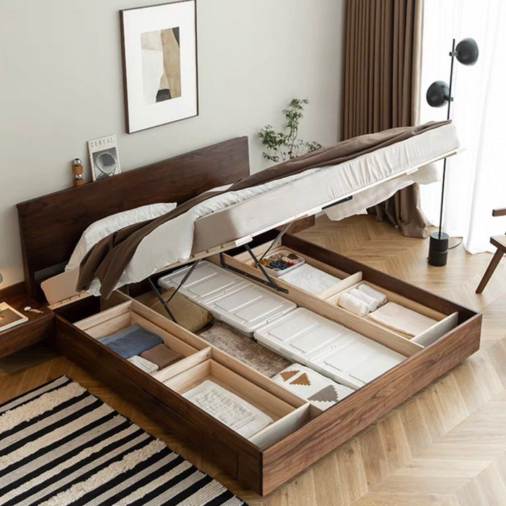 HANE Rustic Solid Wood Storage Bedframe