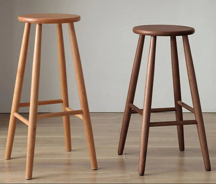GEORGE Modern Round Solid Wood Barstool