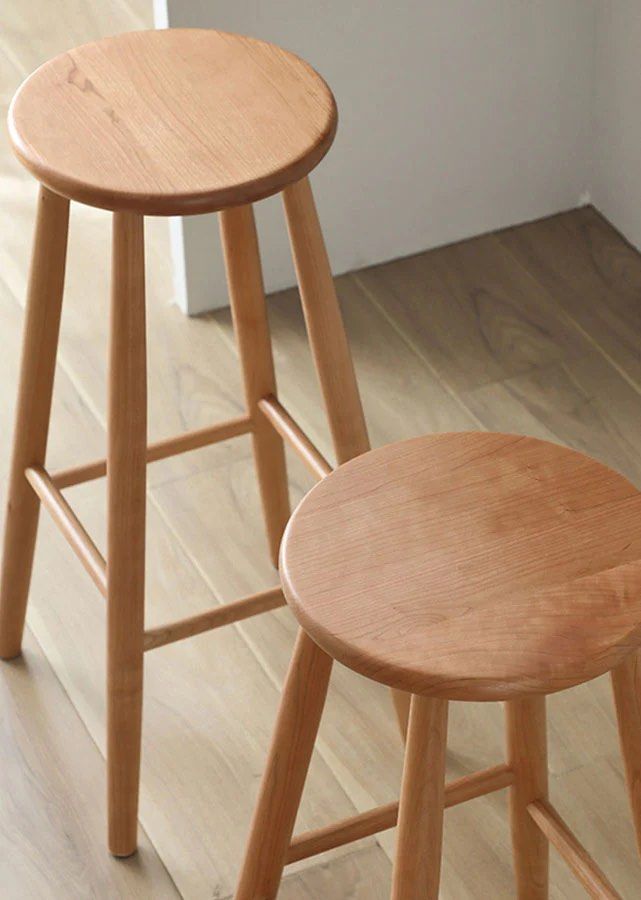 GEORGE Modern Round Solid Wood Barstool