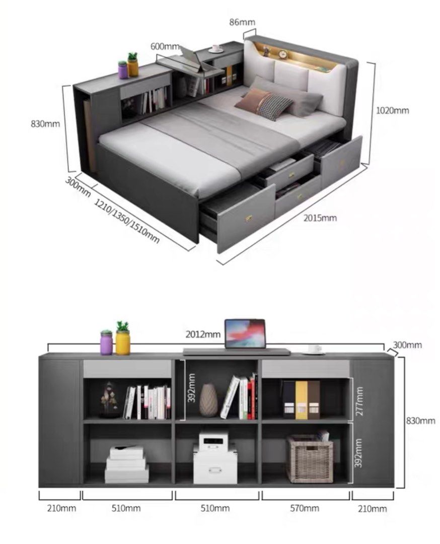 HILLARN Modern Multipurpose Storage Bedframe