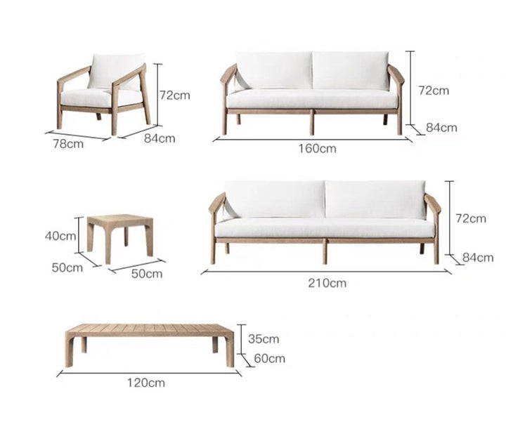 QUINA Modern Teak Wood Outdoor Sofa & Chairs