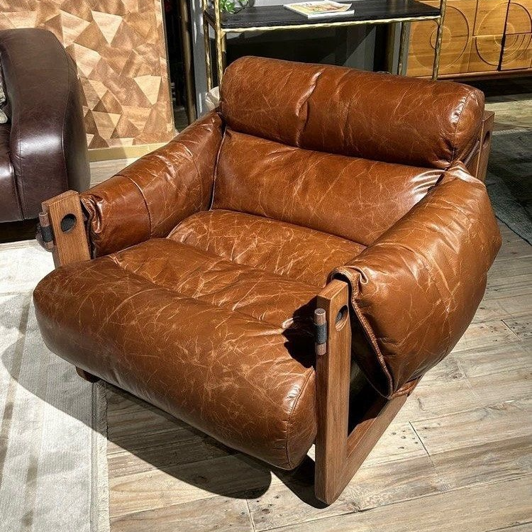 AVERY Modern Oil Wax Leather Lounge Chair