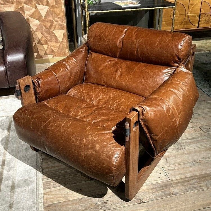 AVERY Modern Oil Wax Leather Lounge Chair