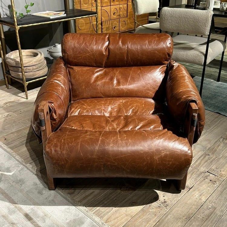 AVERY Modern Oil Wax Leather Lounge Chair