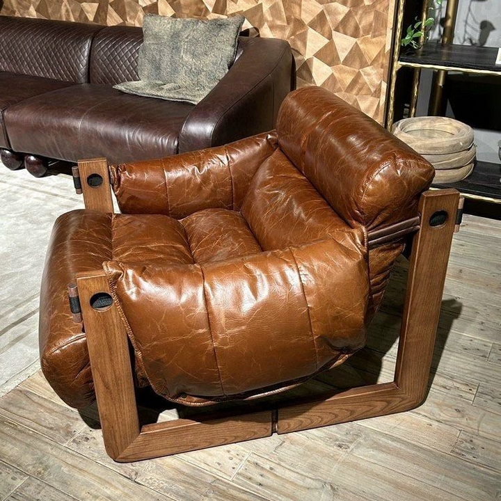AVERY Modern Oil Wax Leather Lounge Chair