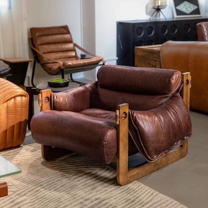 AVERY Modern Oil Wax Leather Lounge Chair