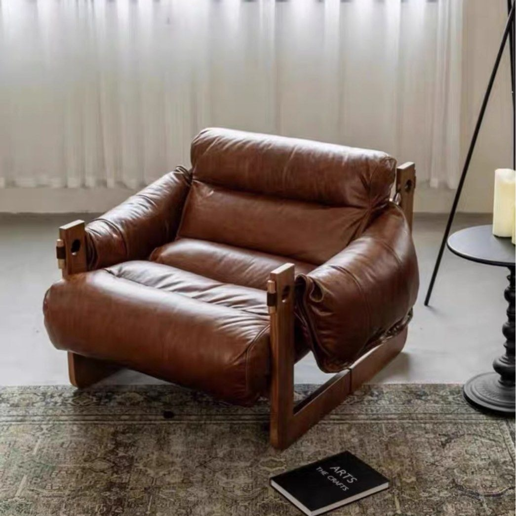 AVERY Modern Oil Wax Leather Lounge Chair