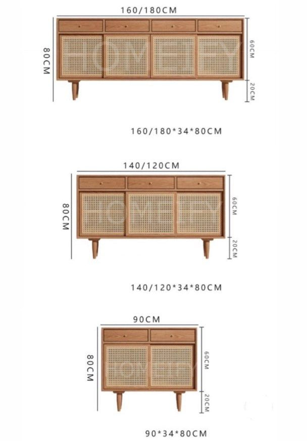 VENILO Cherry Wood Japandi Sideboard