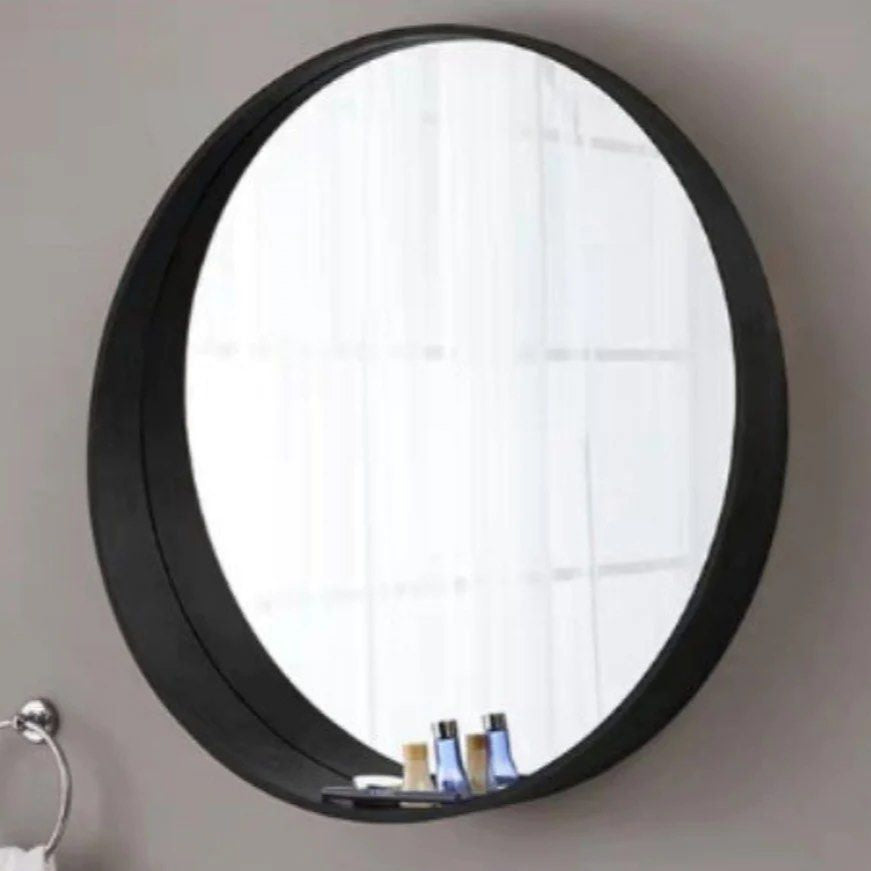 HUDDY Solid Wood Round Mirror