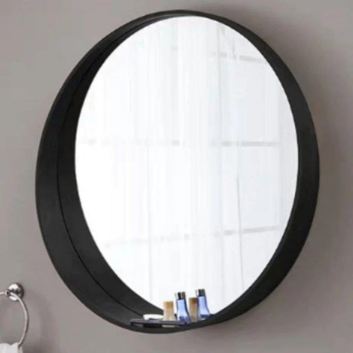 HUDDY Solid Wood Round Mirror
