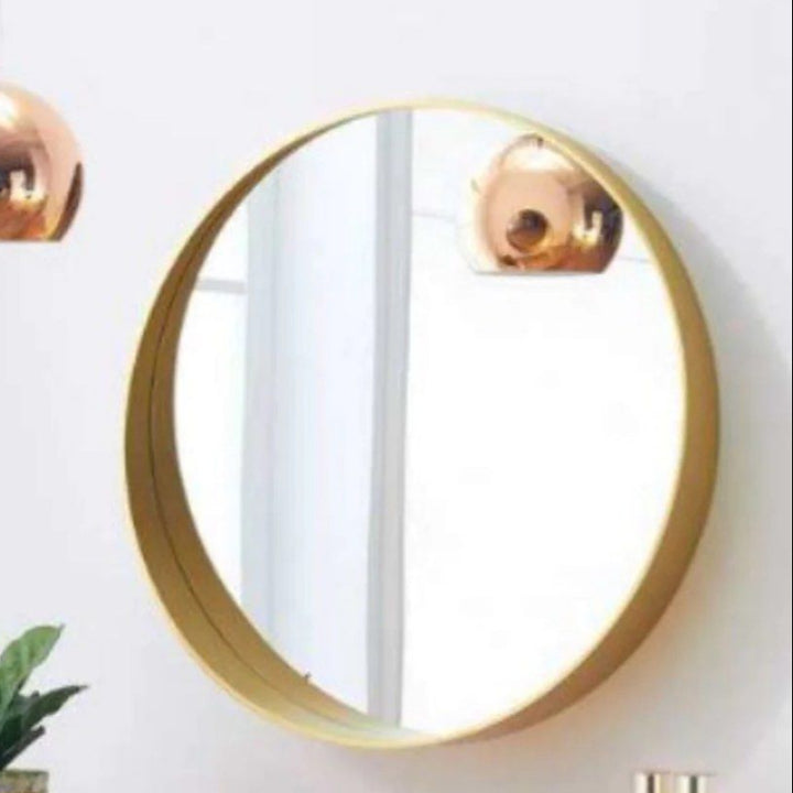 HUDDY Solid Wood Round Mirror