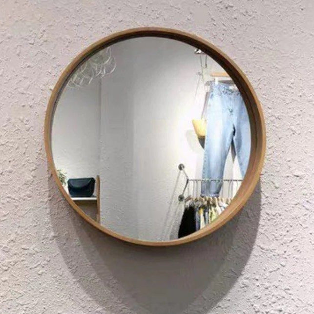 HUDDY Solid Wood Round Mirror