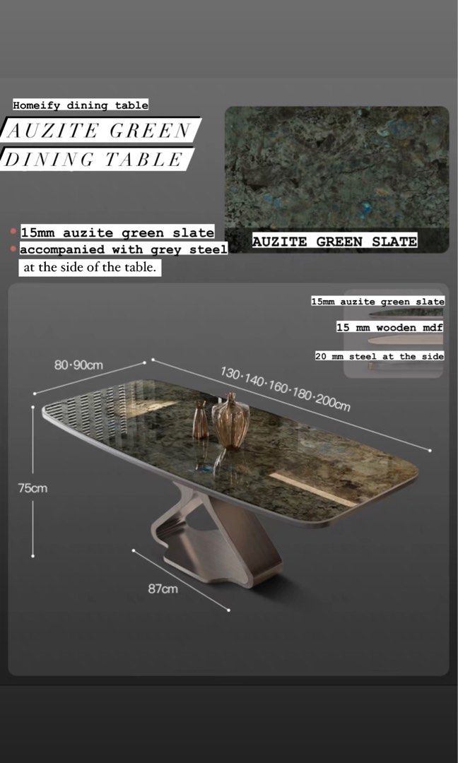 ALONZO Luxury Slate Dining Table