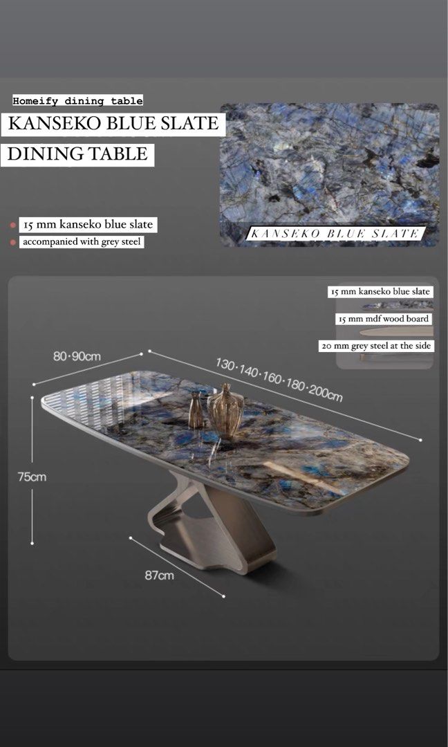 ALONZO Luxury Slate Dining Table