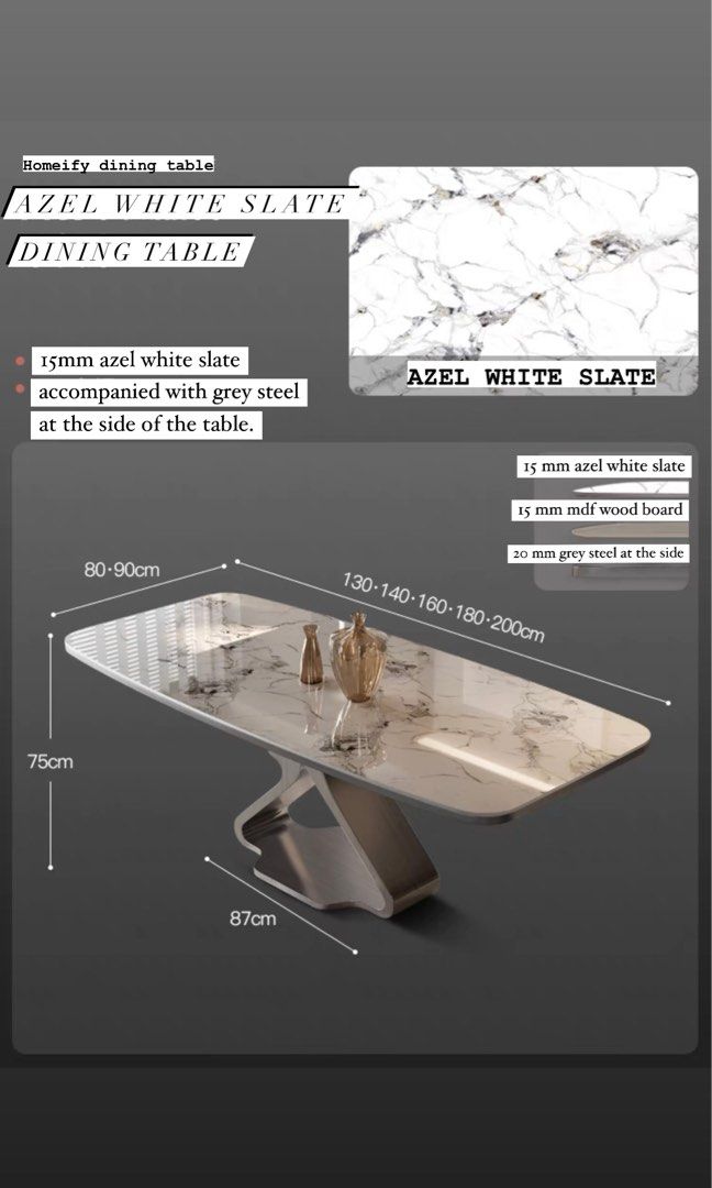 ALONZO Luxury Slate Dining Table