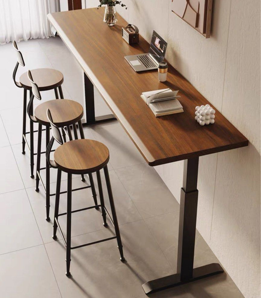 JAXON Industrial Solid Wood Adjustable Bar Table