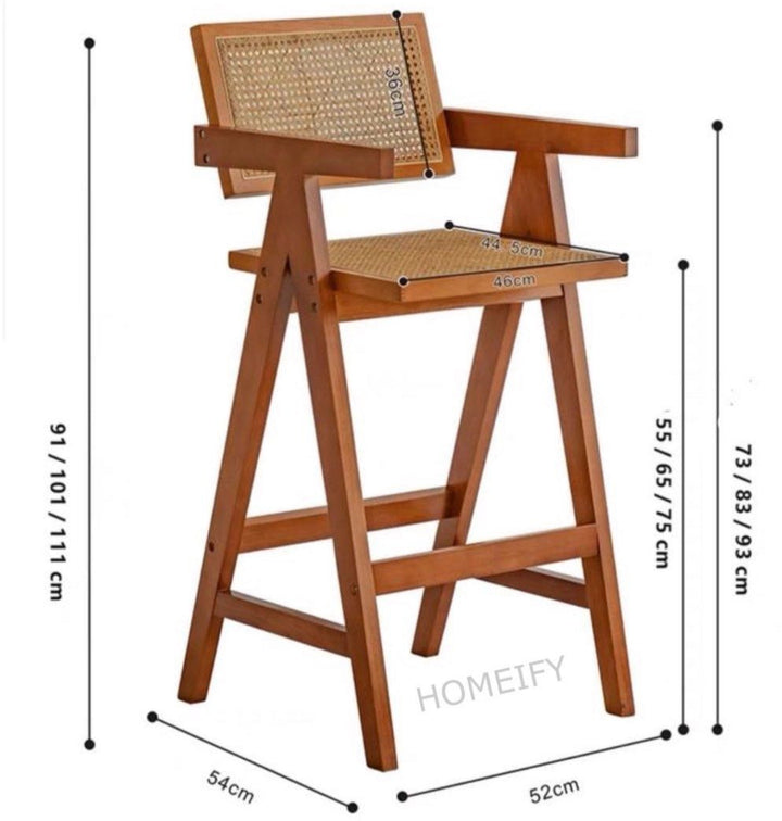 SANTAL Scandinavian Wood Bar Stool