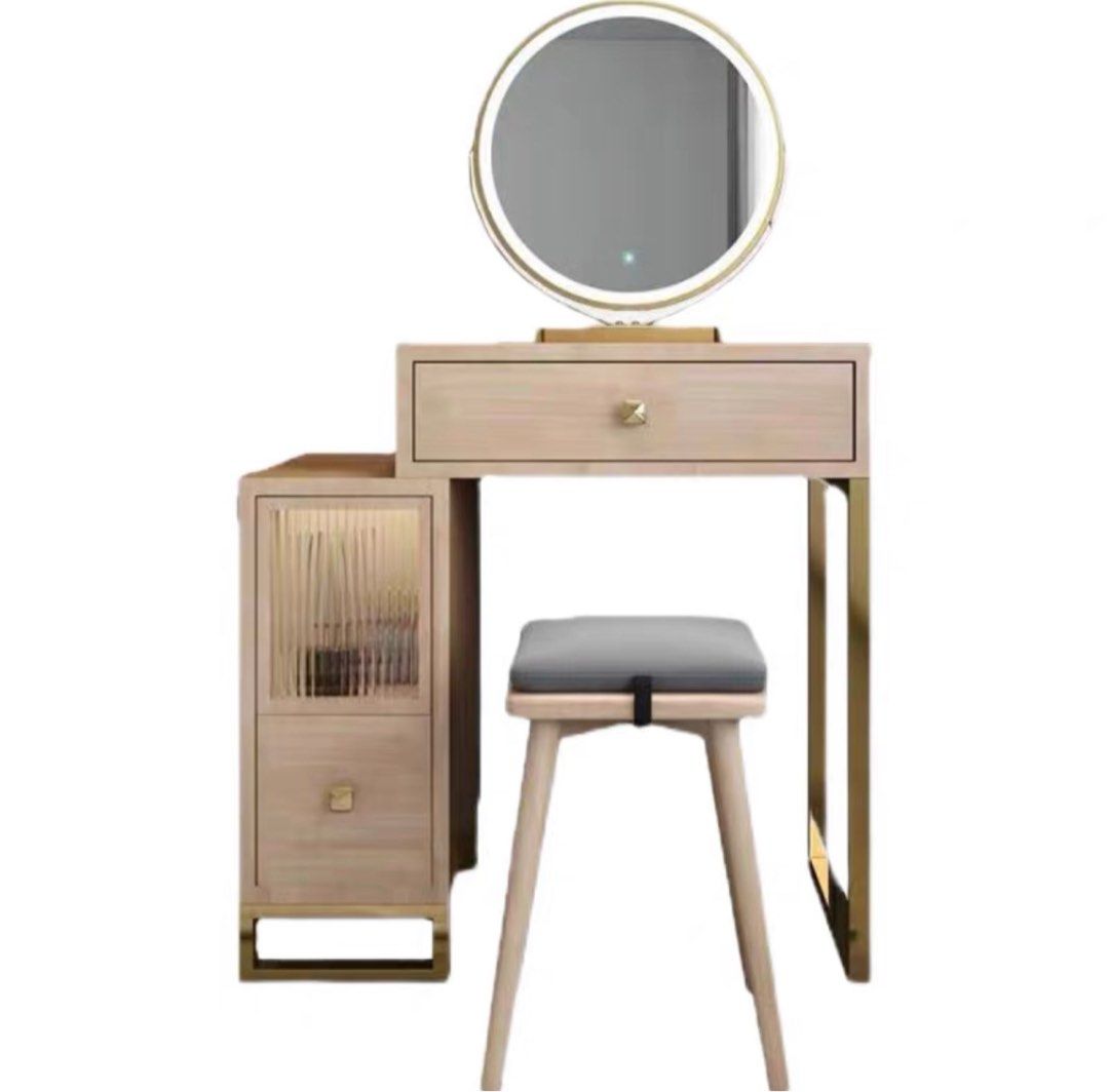 INSHLE Solid Wood Vanity Table Set