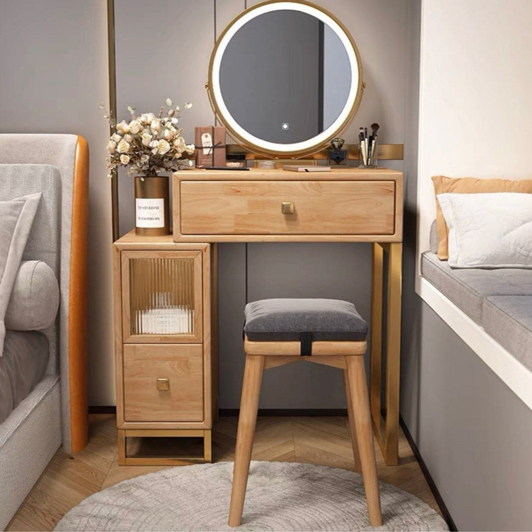 INSHLE Solid Wood Vanity Table Set