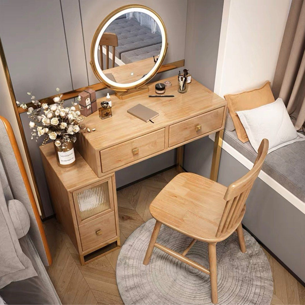 INSHLE Solid Wood Vanity Table Set