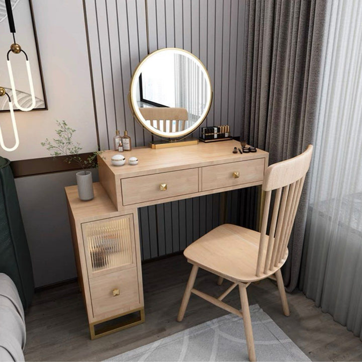 INSHLE Solid Wood Vanity Table Set
