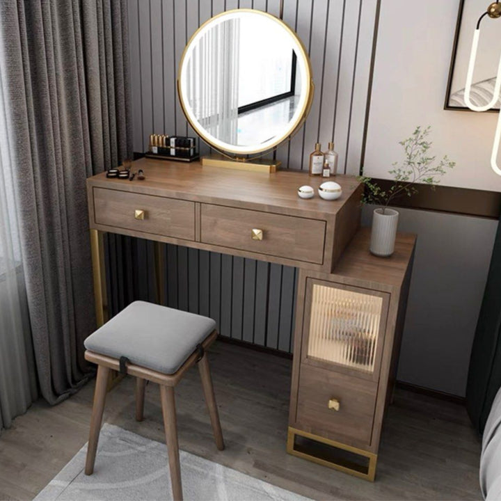 INSHLE Solid Wood Vanity Table Set