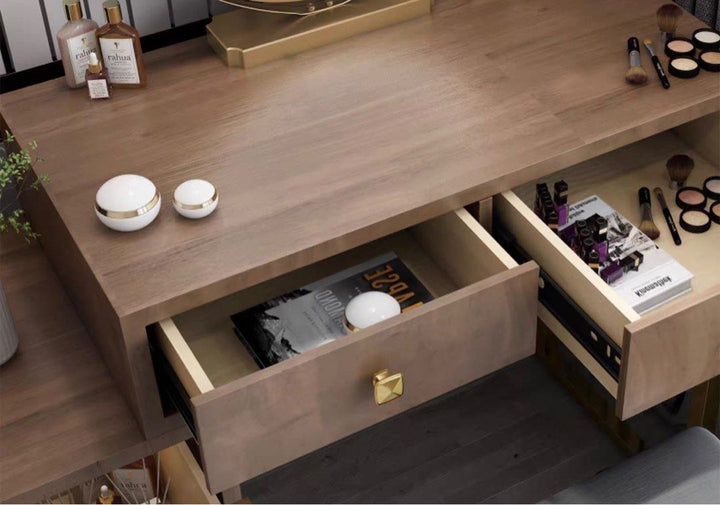 INSHLE Solid Wood Vanity Table Set