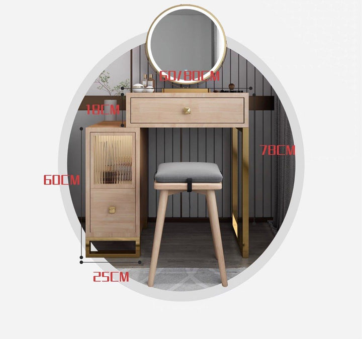 INSHLE Solid Wood Vanity Table Set