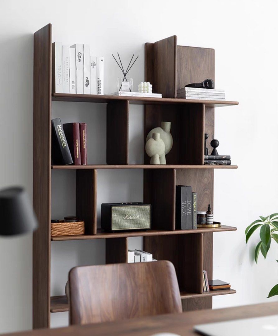 FRANCIELLE Modern Walnut Wood Display Shelf