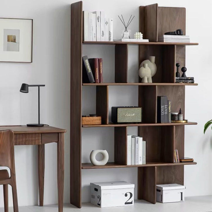 FRANCIELLE Modern Walnut Wood Display Shelf
