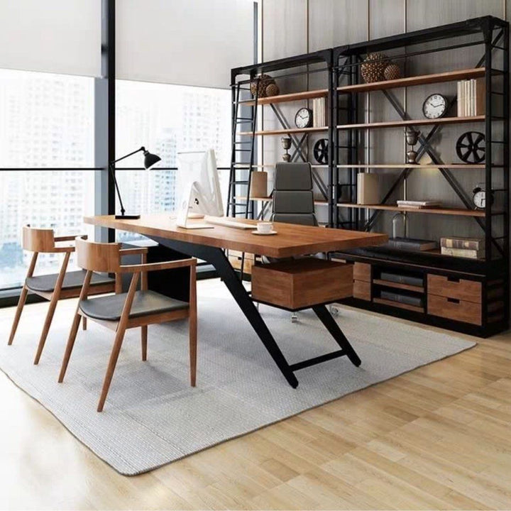 DARA Modern Industrial Solid Wood Library Shelf