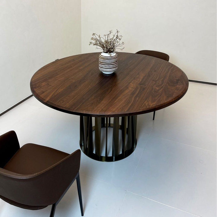 INGTON Modern Walnut Wood Round Dining Table