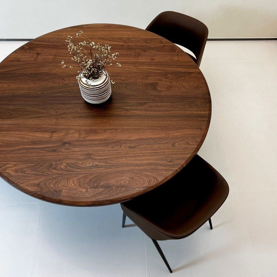 INGTON Modern Walnut Wood Round Dining Table
