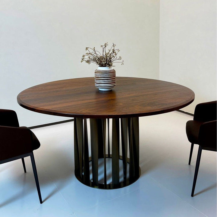INGTON Modern Walnut Wood Round Dining Table