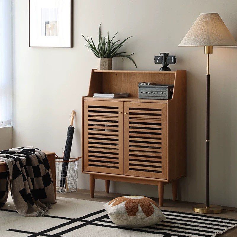 JADUE Japandi Solid Wood Shoe Cabinet
