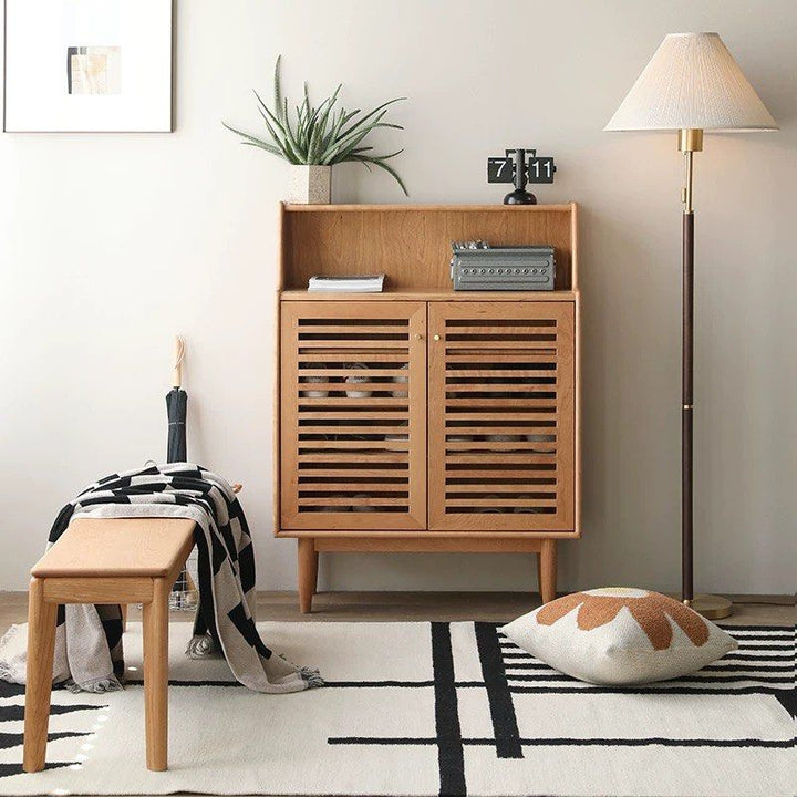 JADUE Japandi Solid Wood Shoe Cabinet