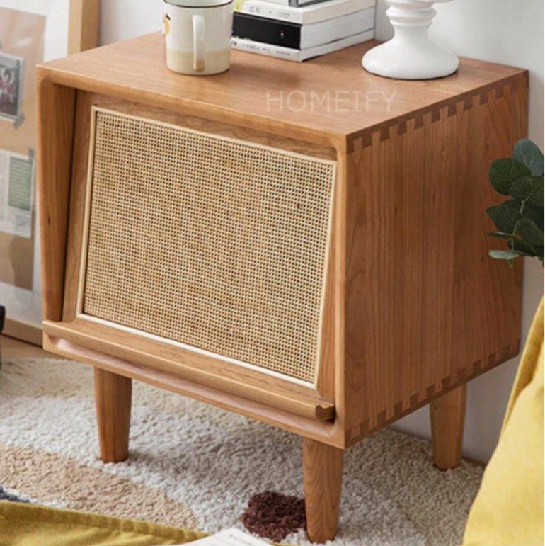 JALI Rattan Solid Wood Nightstand