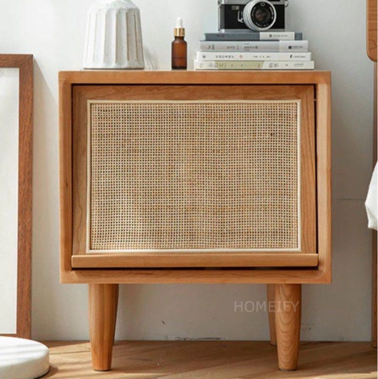 JALI Rattan Solid Wood Nightstand