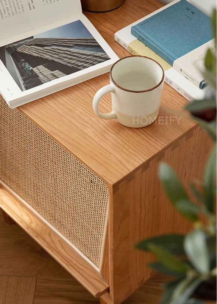 JALI Rattan Solid Wood Nightstand