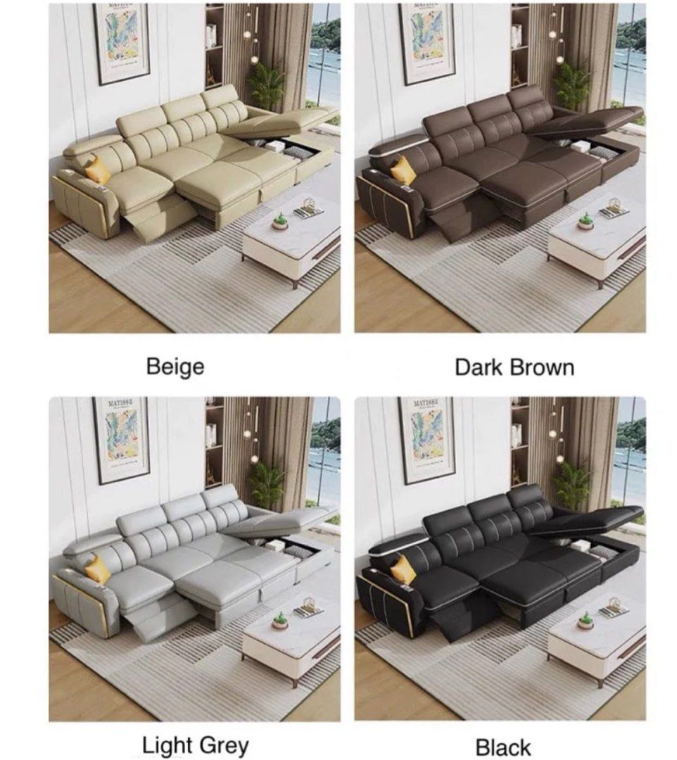 LUNESSA Electric Recliner Leather Storage Sofa