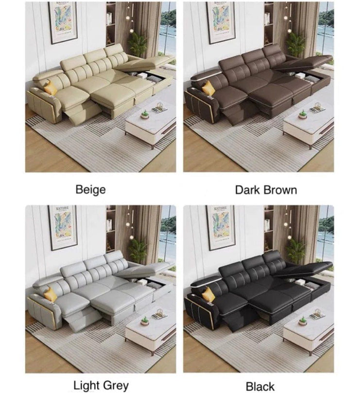 LUNESSA Electric Recliner Leather Storage Sofa
