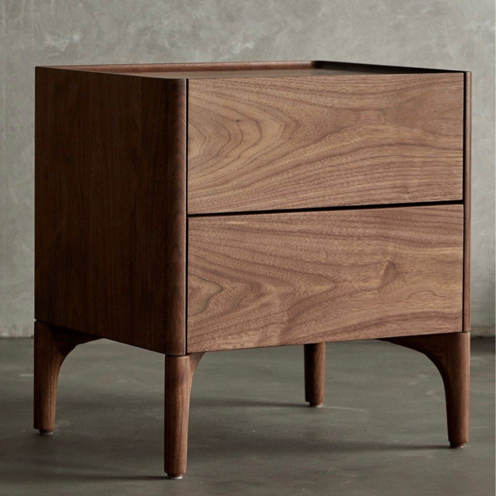 JAVIN Modern Walnut Wood Bedside Table