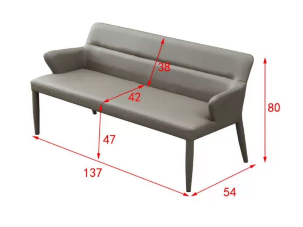 FREJA Modern Leather Dining Bench