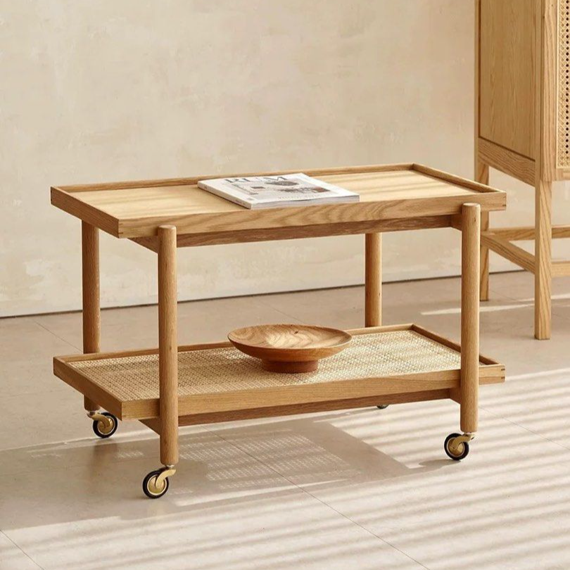 JERZ Modern Solid Wood Bar Cart