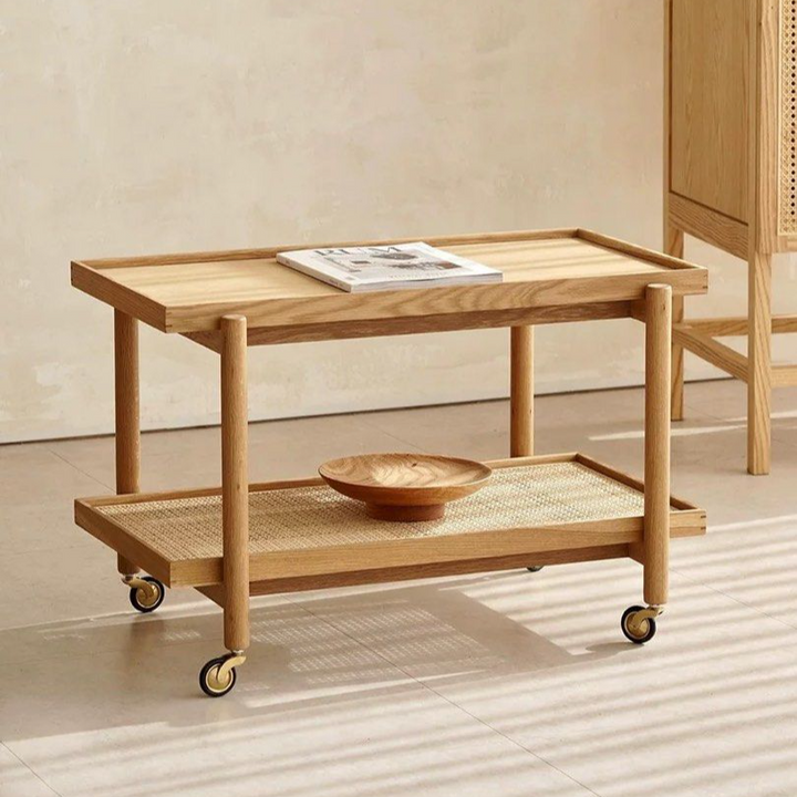 JERZ Modern Solid Wood Bar Cart