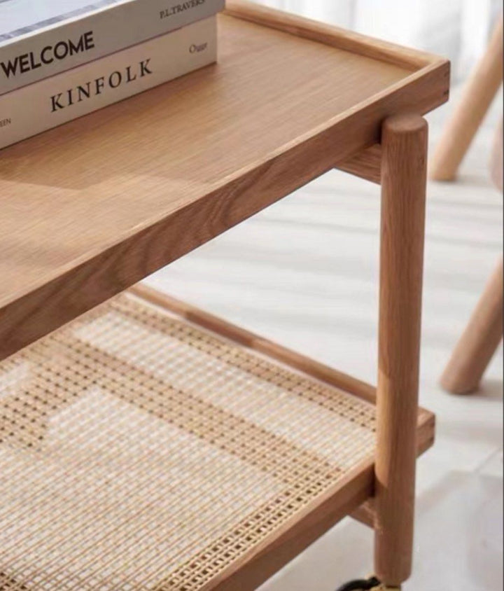 JERZ Modern Solid Wood Bar Cart