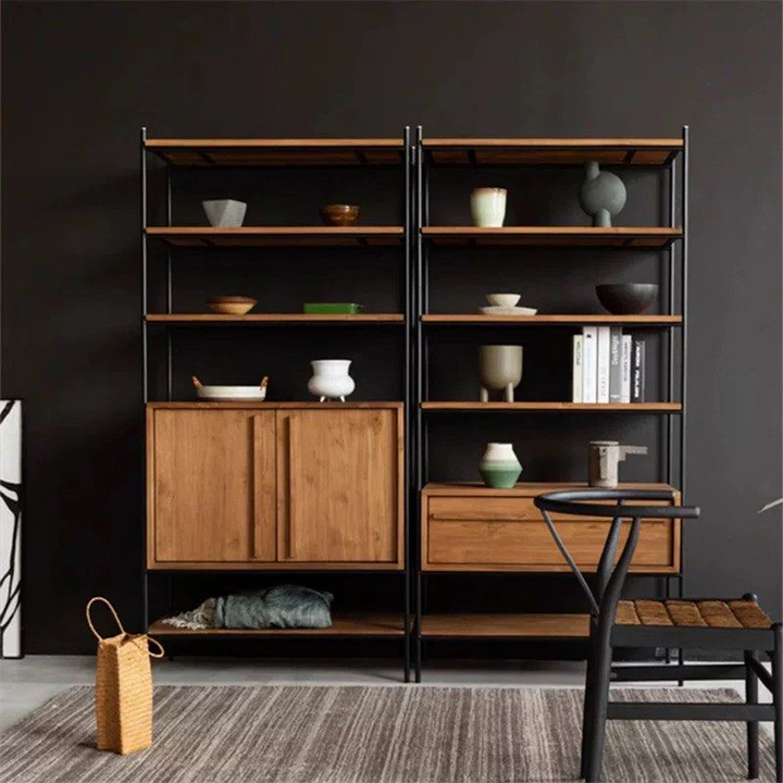 JEXY Industrial Solid Wood Display Shelf